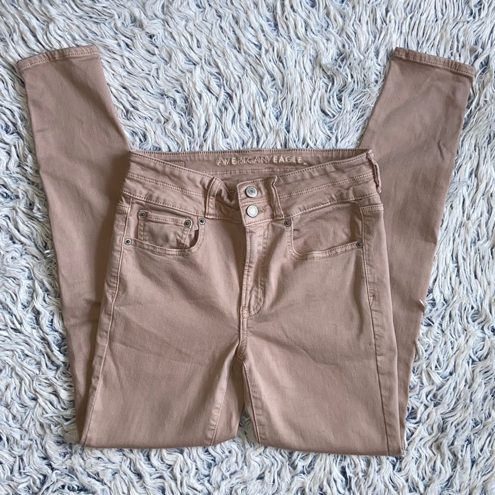 American Eagle High Rise Skinny Pink Jeans Size 6